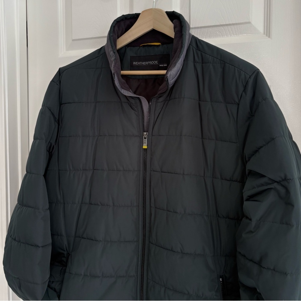 Weatherproof Dark Green Black Full Zip Pockets Puffer Jacket Men's XXL Winter - Picture 6 of 15